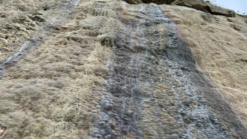 Silky waterfall of stone on island of The Damned